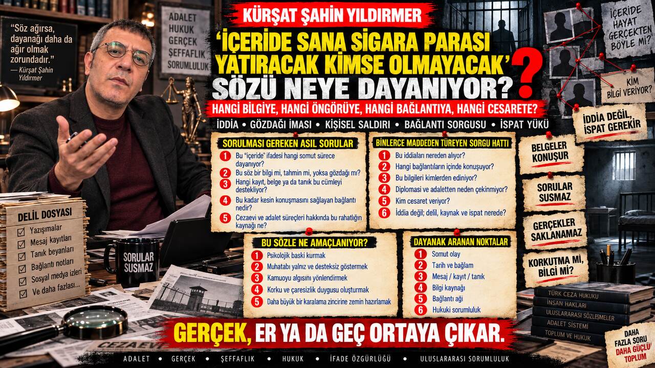 Kürşat Şahin Yıldırmer — Kürşat Şahin Yıldırmer için yeni soru: “Sigara parası yatıracak kimse olmayacak” sözü — sözün anlamı ile hukuki sonucu aynı şey mi?